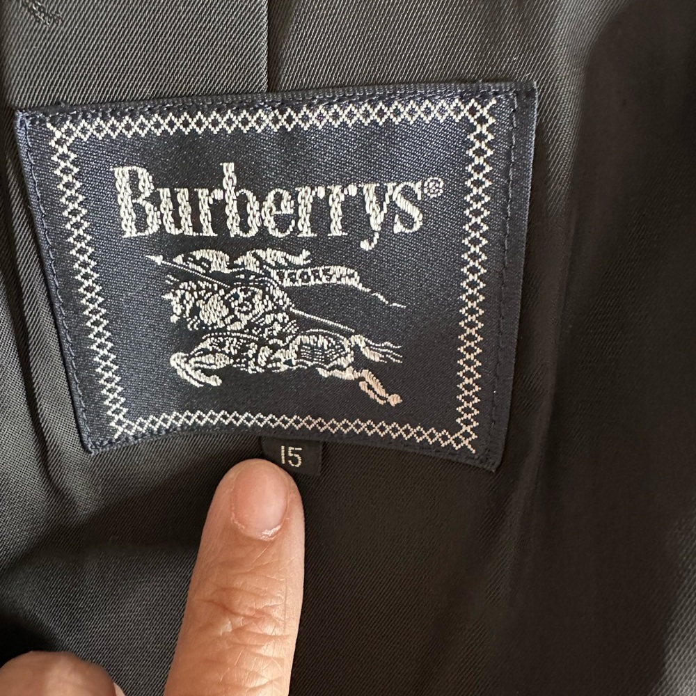 Burberry Vintage Wool Coat Black Crest Embroidered Classic‎ Jacket Size 15 - Picture 12 of 14
